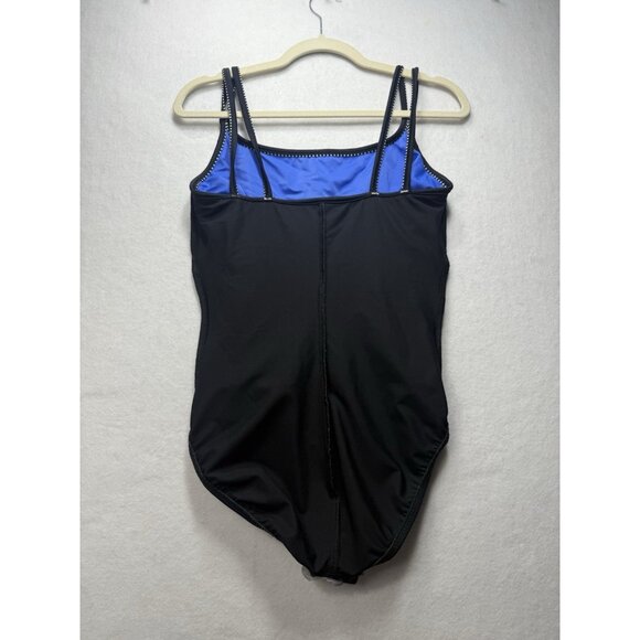 Miraclesuit 1 Pc Bathing Suit Swimsuit Colorblock Black Blue 10 DD Double Strap - Picture 3 of 8